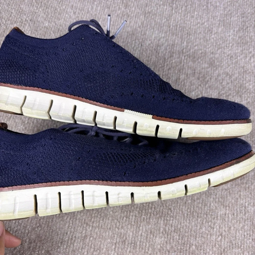 Cole Haan OriginalGrand Wingtip Oxford Shoes Men's 9M Navy‎ Blue Knit Sneakers